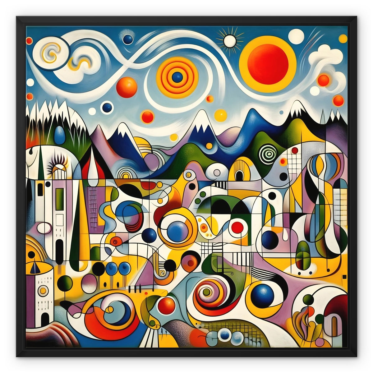 The Village - Flattering Miro Framed Canvas
